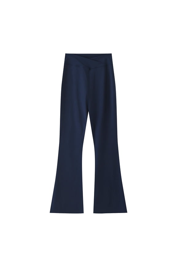 Girls Pants Girl's Leggings High Waisted Flare Pants Yoga Bootcut Pants Solid Color Full Length Bell Bottoms Girls Clothes Dark Blue 9 Years-10 Years