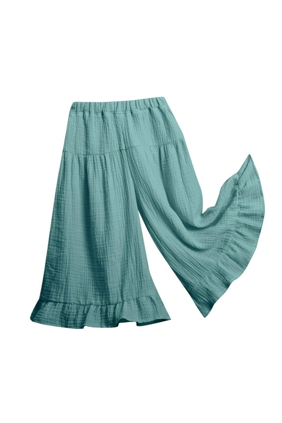 Girls Pants Kids Toddler Baby Unisex Summer Solid Cotton Soft Pants Clothes Girls Clothes Blue 12 Months-18 Months