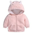 thumbnail image 1 of AOMPMSDX Girls Winter Coat Rabbit Ears Hooded Jacket Zipper Thicken Windproof Warm Outwear Girls Coat&jacket Pink 3 Months-6 Months, 1 of 8