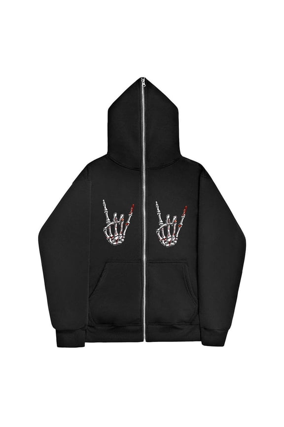 Hoodies For Men Fall Winter Dark Wind Hop Goth Zipper Gym Workout Active Long Sleeve Pullover Lightweight Hoodie Black Sports Jacket L