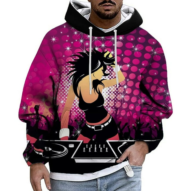 AOMPMSDX Hoodies For Men Music Carnival Casual Sports Pocket Pullover