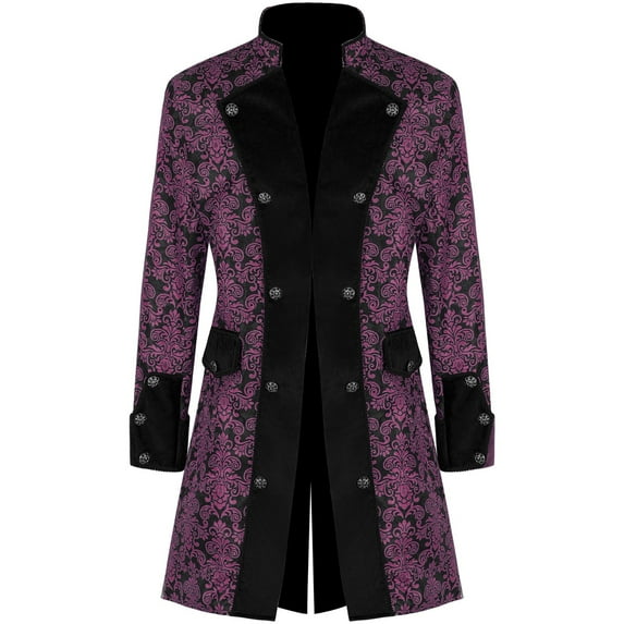 AOMPMSDX Jacket Tailcoat Gothic Tuxedo Coat Retro Stand Up Collar Coat Vintage Party Fancy Dress