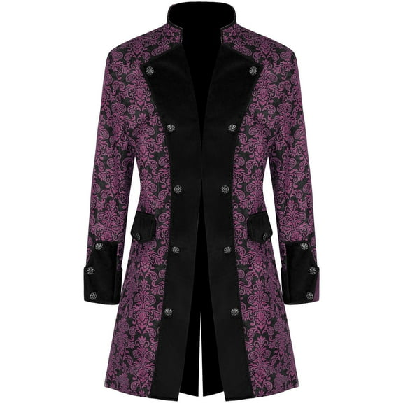 AOMPMSDX Jacket Tailcoat Gothic Tuxedo Coat Retro Stand Up Collar Coat Vintage Party Fancy Dress