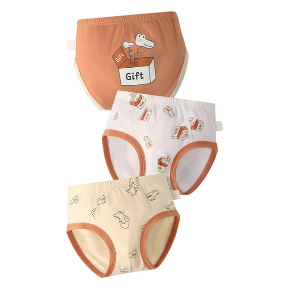 AOMPMSDX Kids Baby Boys Underpants Cute Cartoon Print Underwear Shorts Cotton Ruffled Briefs Trunks 3PCS Orange 1 Years-2 Years