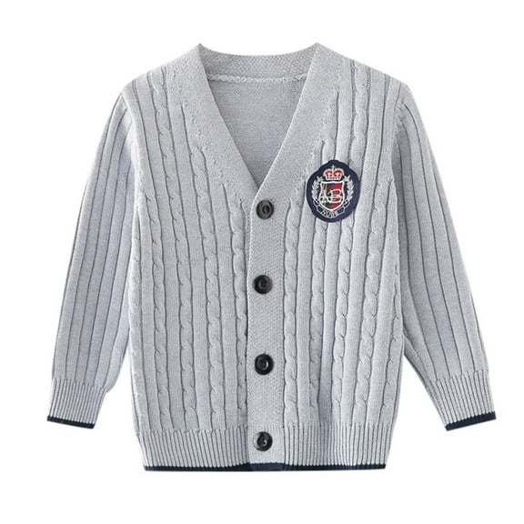 AOMPMSDX Kids Boy Girl School Uniform Cardigan Sweaters V Neck Basic Solid Button Knitted Cardigan Size 3-4 Y