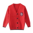 thumbnail image 1 of AOMPMSDX Kids Boy Girl School Uniform Cardigan Sweaters V Neck Basic Solid Button Knitted Cardigan Size 6-7 Y, 1 of 4