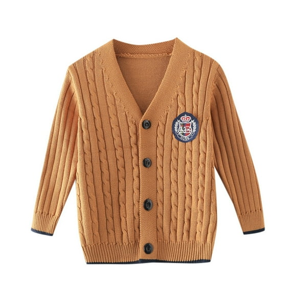 AOMPMSDX Kids Boy Girl School Uniform Cardigan Sweaters V Neck Basic Solid Button Knitted Cardigan Size 6-7 Y