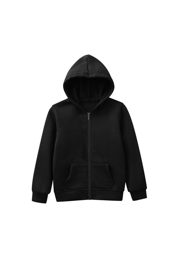 Kids Child Toddler Baby Boys Girls Solid Long Sleeve Patchwork Hooded Sweatshirt Children Place Boys Hoodie Coat Black 3 Years-4 Years