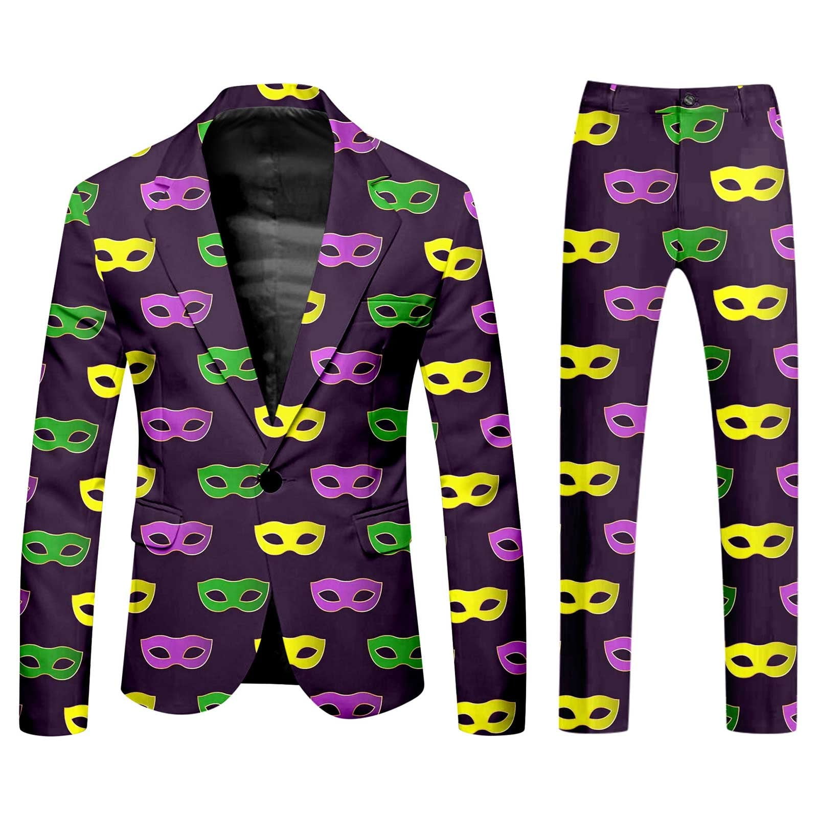 Mardi Gras Tuxedo Suit Mens Slim Fit Purple Shiny Prom Jacket Bowtie Set Vinci BSF-19 main image 0