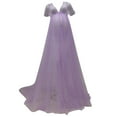 thumbnail image 1 of AOMPMSDX Maternity Clothes Feeding Dress Supplier Maternity Dress Women Mesh Shorts Sleeves Trailing Photoshoot Dress Purple L, 1 of 4