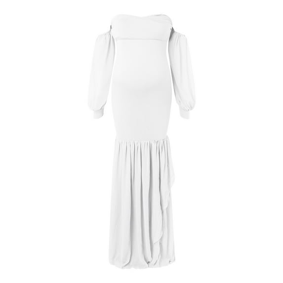 AOMPMSDX Maternity Clothes Feeding Dress Supplier Maternity Dress Women Mesh Sleeveless Trailing Photoshoot Dress White S
