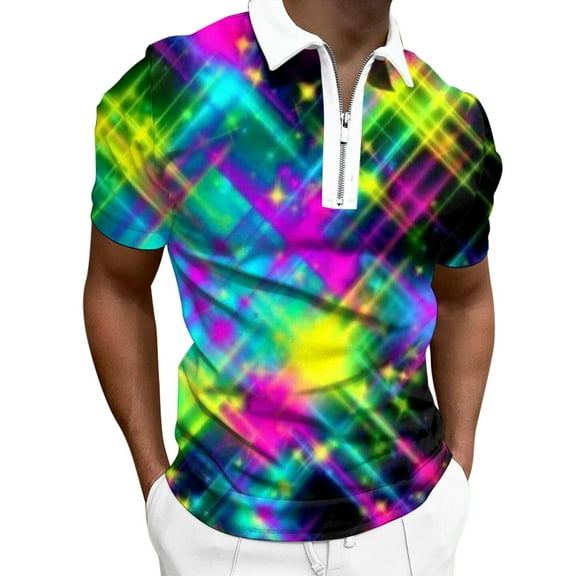 AOMPMSDX Men's Carnival 3D Fashion Printed Lapel Shirt Green XXL