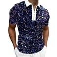 thumbnail image 1 of AOMPMSDX Men's Carnival 3D Fashion Printed Lapel Shirt Navy L, 1 of 4