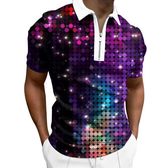 AOMPMSDX Men's Carnival 3D Fashion Printed Lapel Shirt Pink XL