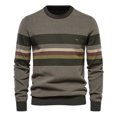 AOMPMSDX Men's New Fall Vintage Top Long Sleeve Slim Crew Neck Striped