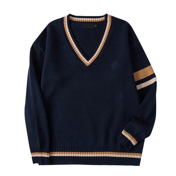 AOMPMSDX Mens Autumn And Winter Fashion Casual Pullover Long Sleeve Knitted Sweater Comfy Trendy Sweaters Outerwear Coats Comfy Trendy Winter Tops Outerwear Coats L Navy