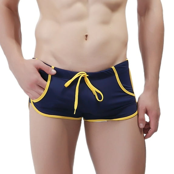 AOMPMSDX Mens Breathable Swim Trunks Pants Swimwear Shorts Slim Wear Swimsuit Briefs Dark Blue Swimwear Bathing Suits XL