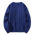 thumbnail image 1 of AOMPMSDX Mens Fashion Crewneck Pullover Sweater Knitted Soft Winter Cable Knit Warm Sweaters Comfy Trendy Winter Tops Outerwear Coats L Navy, 1 of 1