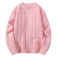 thumbnail image 1 of AOMPMSDX Mens Fashion Crewneck Pullover Sweater Knitted Soft Winter Cable Knit Warm Sweaters Comfy Trendy Winter Tops Outerwear Coats L Pink, 1 of 1
