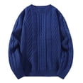 thumbnail image 1 of AOMPMSDX Mens Fashion Crewneck Pullover Sweater Knitted Soft Winter Cable Knit Warm Sweaters Comfy Trendy Winter Tops Outerwear Coats XXL Navy, 1 of 1
