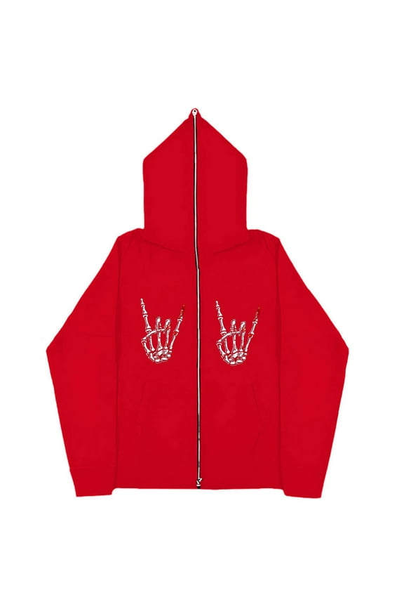 Mens Hoodies Fall Winter Dark Wind Hop Goth Zipper Gym Workout Active Long Sleeve Pullover Lightweight Hoodie Red Casual Tops XXXL