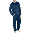 thumbnail image 1 of AOMPMSDX Mens Pajama Sets Four Seasons Fashion Leisure Soft Home Solid Color Shirt Pants Set Home Service Two Piece Set Long Warm Pyjamas Navy Lounge Sets For Men XXL, 1 of 8