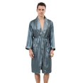 thumbnail image 1 of AOMPMSDX Mens Pajama Sets Male Robe Satin Bathrobe With Shorts Set Wide Striped Jacquard Silky Kimono Robe Green Lounge Sets For Men XL, 1 of 4