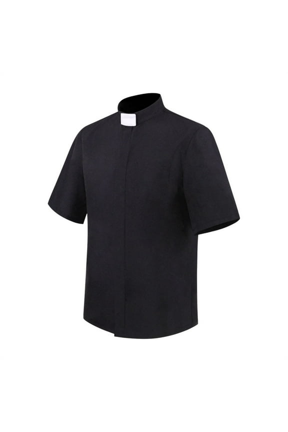 Mens Shirts Mi Ionary Priest Priest Short Sleeved Black Shirt Black Summer Vintage Casual Shirts XXXL