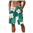 thumbnail image 1 of AOMPMSDX Mens Summer Digital 3D Printed Shorts Elasticated Waisted Beach Pants Green L, 1 of 2