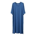thumbnail image 1 of AOMPMSDX Pajamas For Men Set Male Solid Color Short Sleeve Round Neck Nightdress Robe Homewear Casual Sleepwear Set Cozy Nightwear Set Blue Nightgowns For Men L, 1 of 5
