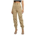 thumbnail image 1 of AOMPMSDX Pants For Women Ladies Solid Color Casual Sport Drawstring Pocket Pants Khaki Daily Trousers XS, 1 of 1