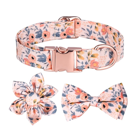 AOMPMSDX Pet Collars Personalized Dog Collar Flower Printing Pet Collar In Blue Pink Gray 3 Adjustable Sizes Small Medium And Large For Boy And Girl Dogs S