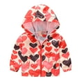 thumbnail image 1 of AOMPMSDX Print Windproof Autumn Zipper Kids Hooded Jacket Coat Baby Boys Toddler Grils Boys Coat&jacket Boys Coat&jacket Red 3 Years-4 Years, 1 of 8