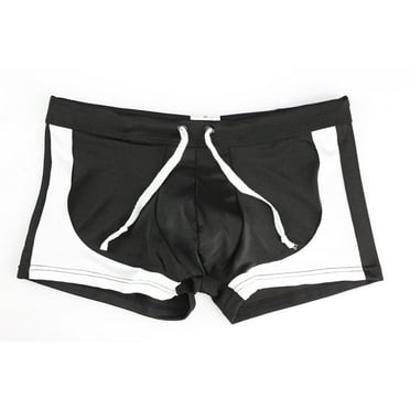 AOMPMSDX Sexy Men'S Boxer Briefs Swimming Swim Shorts Trunks Black Swimwear Bathing Suits L