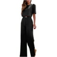 thumbnail image 1 of AOMPMSDX Soiling Trendy Lapel Slim Fit Sweater Women Wear Casual Pullover Knitted Pants Striped Two Piece Sets Black L, 1 of 7
