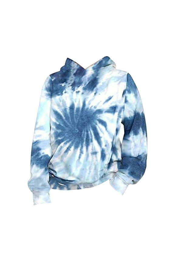 Spring And Autumn New Children'S Tie Dye 3D Printed Hoodie Pullover Sweatshirt Long Sleeve Pocket Long Sleeve Hoodie Kids Hoodies And Sweatshirts Light Blue 160(13 Years-14 Years)