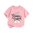 thumbnail image 1 of AOMPMSDX Summer New Children's Clothing Style Girls Short Sleeve T Shirt Easter Bunny Printed Round Neck Children T Shirt Festive Gifts Pink 2 Years-3 Years, 1 of 3