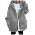 thumbnail image 1 of AOMPMSDX Sweatshirts For Women Solid Long Sleeve Irregular Sweatshirt Loose Print Pullover Tops Blouse Grey Daily Outfits M, 1 of 2