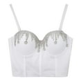 thumbnail image 1 of AOMPMSDX Tank Tops Women Sexy Deep V With Encrusted Shape And Shape Sexy Hot Girl Nightclub Top White Sleeveless Basic Camisole Top S, 1 of 4