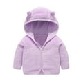 thumbnail image 1 of AOMPMSDX Toddler Baby Boys Girls Winter Windproof Hooded Coat Jacket Warm Outerwear Girls Coat&jacket Purple 18 Months-24 Months, 1 of 1