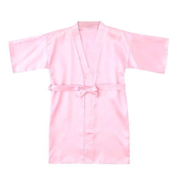 AOMPMSDX Toddler Baby Kids Girls Solid Silk Satin Kimono Robes Bathrobe Sleepwear Clothes Girls Coat&jacket Pink 18 Months-24 Months