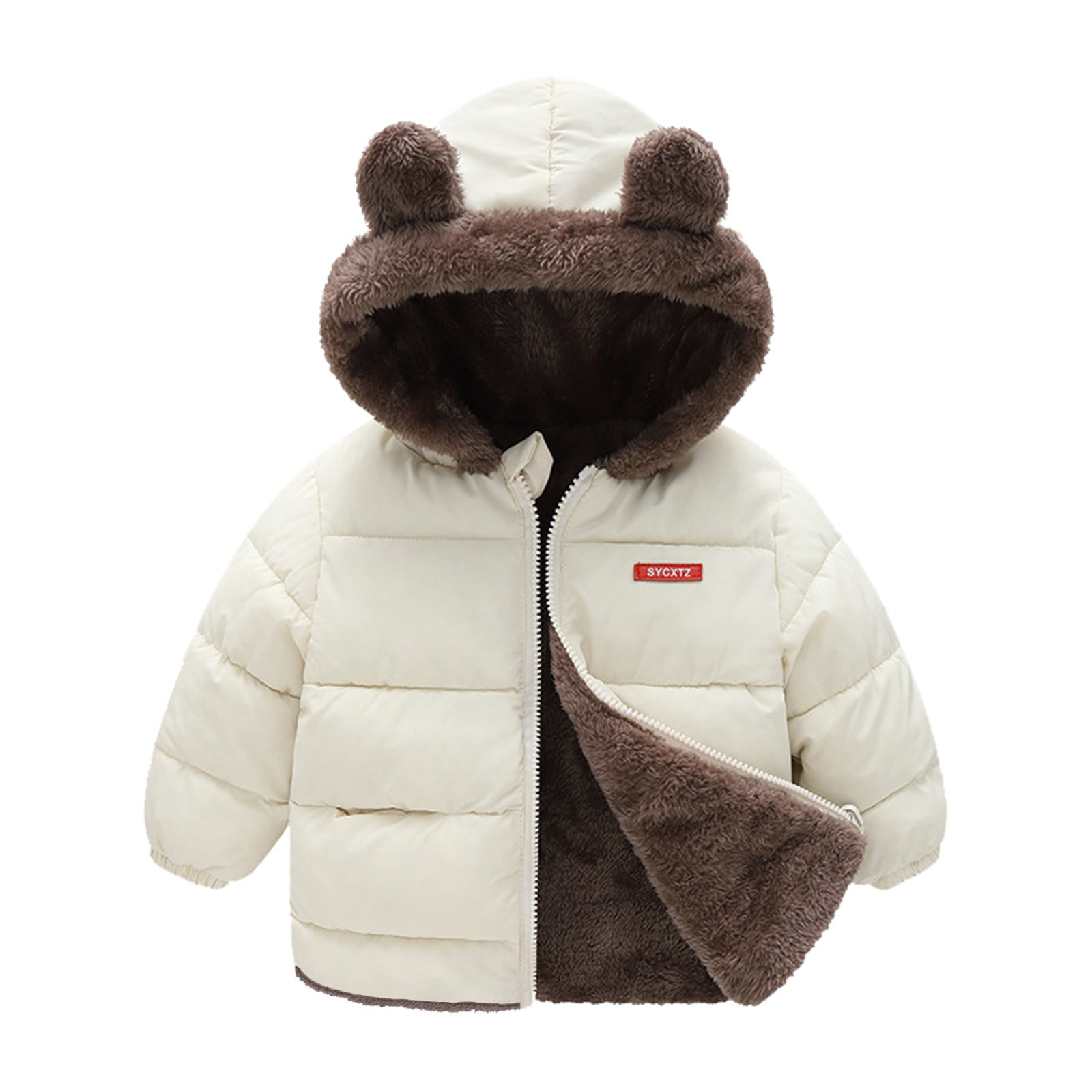 AOMPMSDX Toddler Boys Girls Winter Coat Bear Ears Hooded With Pocket