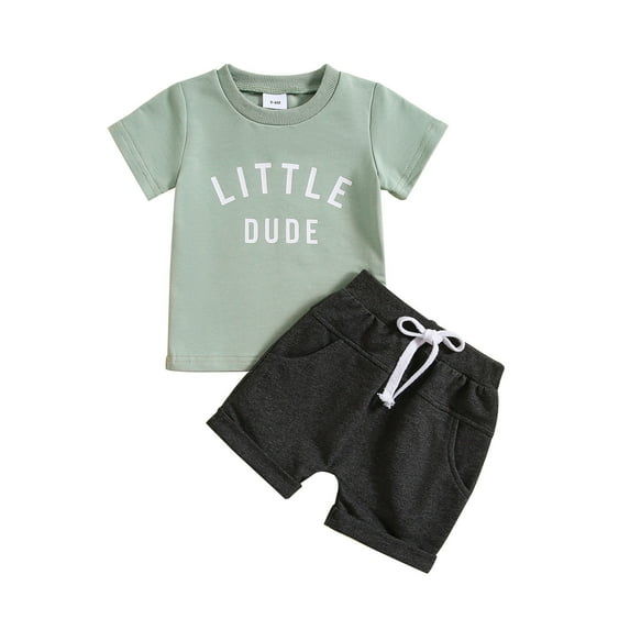 AOMPMSDX Toddler Boys Short Sleeve Prints T Shirt Tops Shorts Child Kids 2PC Set Outfits Clothes GN1 6 Months-12 Months