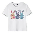 thumbnail image 1 of AOMPMSDX Toddler Girls Boys Easter Summer Short Sleeve Letter Carton Prints T Shirt Tops For Children Clothes Soft Light Blue 5 Years-6 Years, 1 of 3