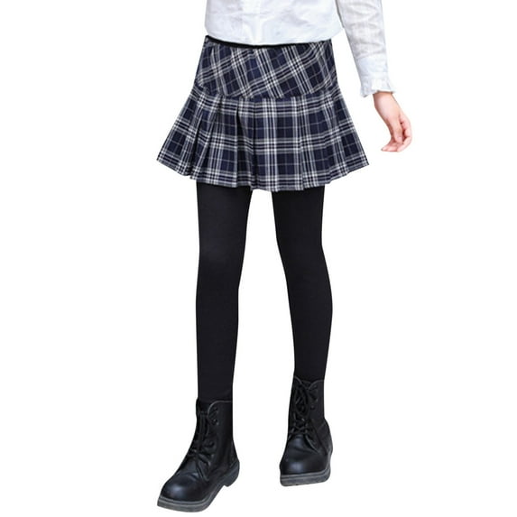 AOMPMSDX Toddler Girls Pantskirt Footless Leggings With Plaid Skirt Kids Clothes Pants Spring Summer Homewear Outwear For Kids Dark Blue 7 Years-8 Years