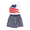 AOMPMSDX Toddler Girls Sleeveless Independence Day Star Striped Prints