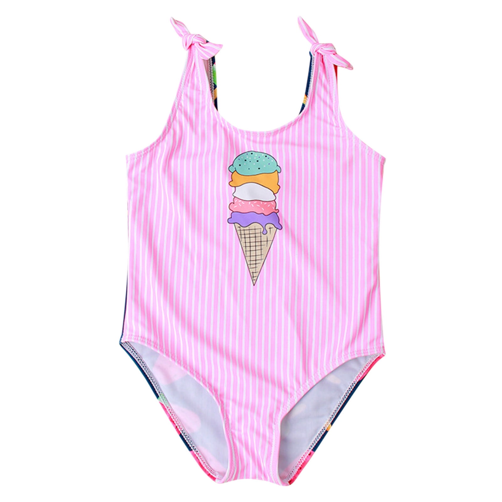 PINK ONE PIECE SWIMSUIT WITH ICE CREAM CONE PRINT, CHILD PINK ONE PIECE SWIMSUIT WITH ICE CREAM CONE PRINT, CHILD