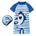 thumbnail image 1 of AOMPMSDX Toddler Kids Baby Boys Girls Swimsuit 1 Piece Zipper Bathing Suit Swimwear With Hat Rash Guard Surfing Suit Upf 50+ Summer Casual Cute Beachwear Blue L(3 Years-4 Years), 1 of 1