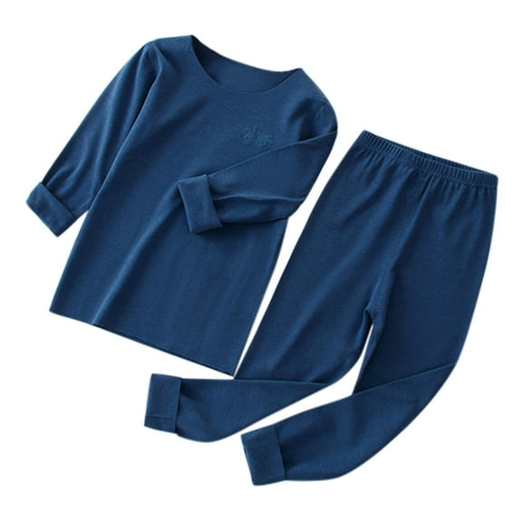AOMPMSDX Toddler Kids Boy Girl Pajamas Set Long Sleeve Sleepwear Pjs Cotton Loungewear 5 Years-6 Years Dark Blue