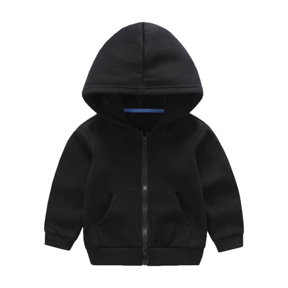 AOMPMSDX Toddler Kids Girls Boys Drawstring Pullover Hooded Comfortable Tops Loose Long Sleeve Blouse Soild With Pocket Sweatshirt Coat Black 12 Months-18 Months